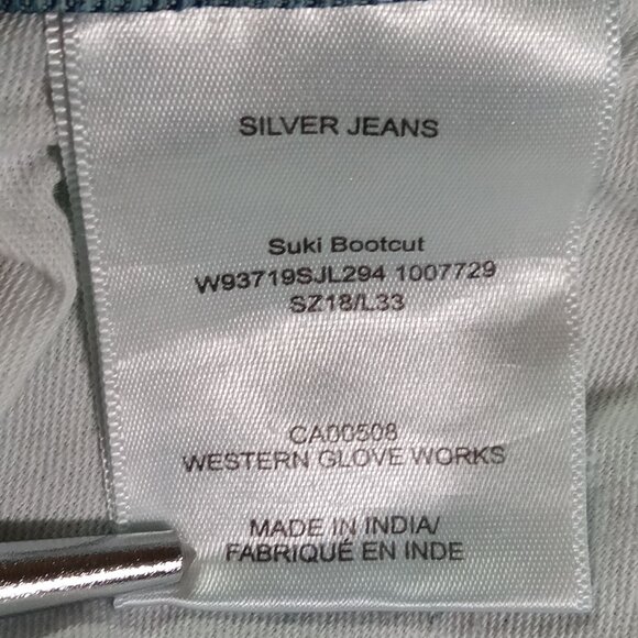 Silver Jeans Women 38x28, Tag 18x33 Suki Bootcut Blue Denim Stretch Western - Picture 11 of 13